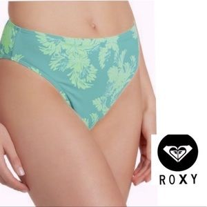 NEW! ROXY Bikini Bottoms Tropical Moderate Coverage High Leg and Waist Small